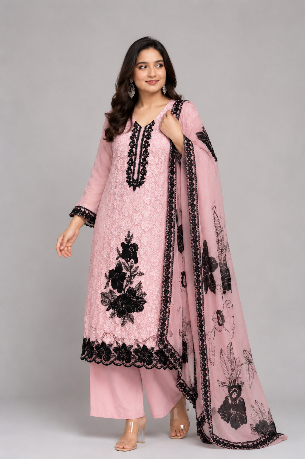 Noor Blossom Embroidered Suit Set
