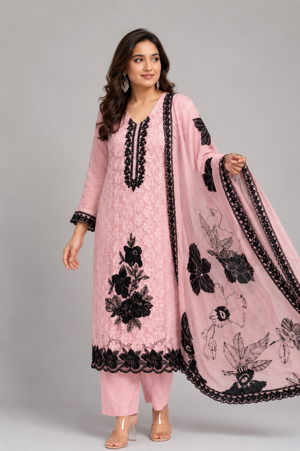 Noor Blossom Embroidered Suit Set