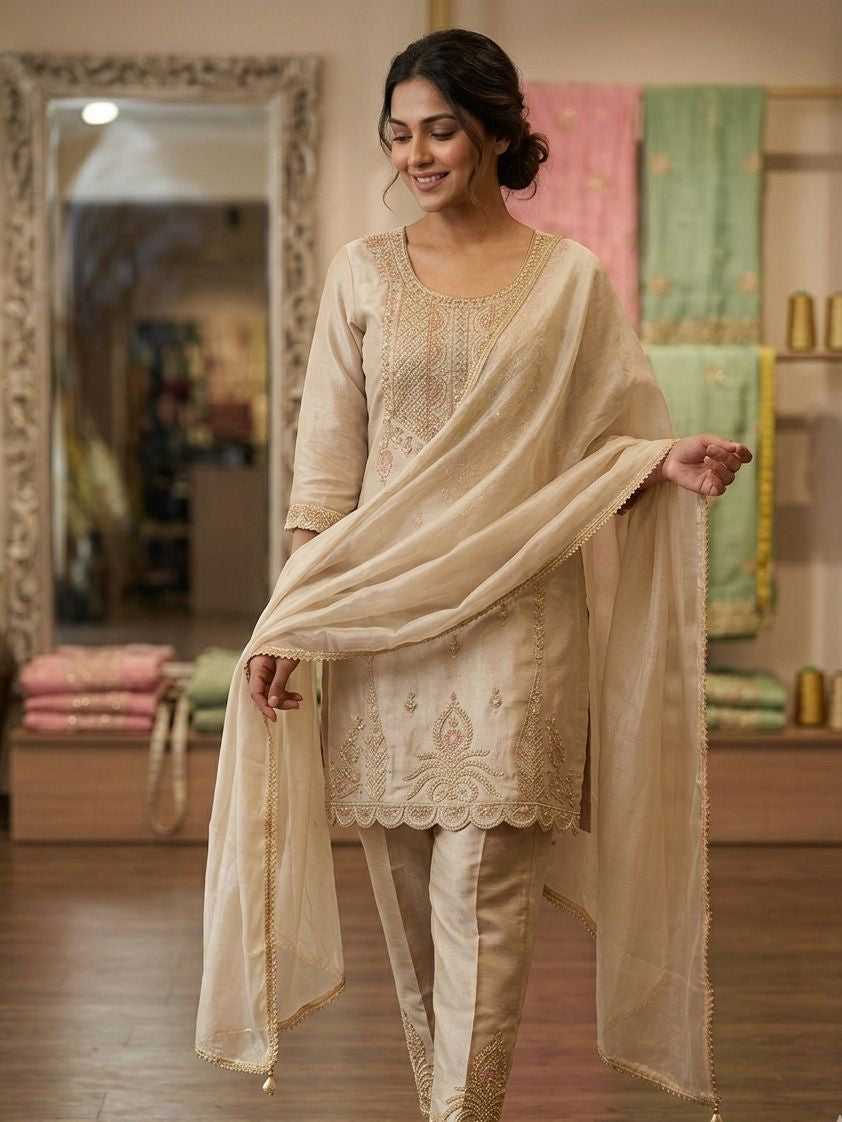 Ivory Dusk Embroidered Suit Set