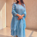 Powder Blue Kurta Set with Dupatta