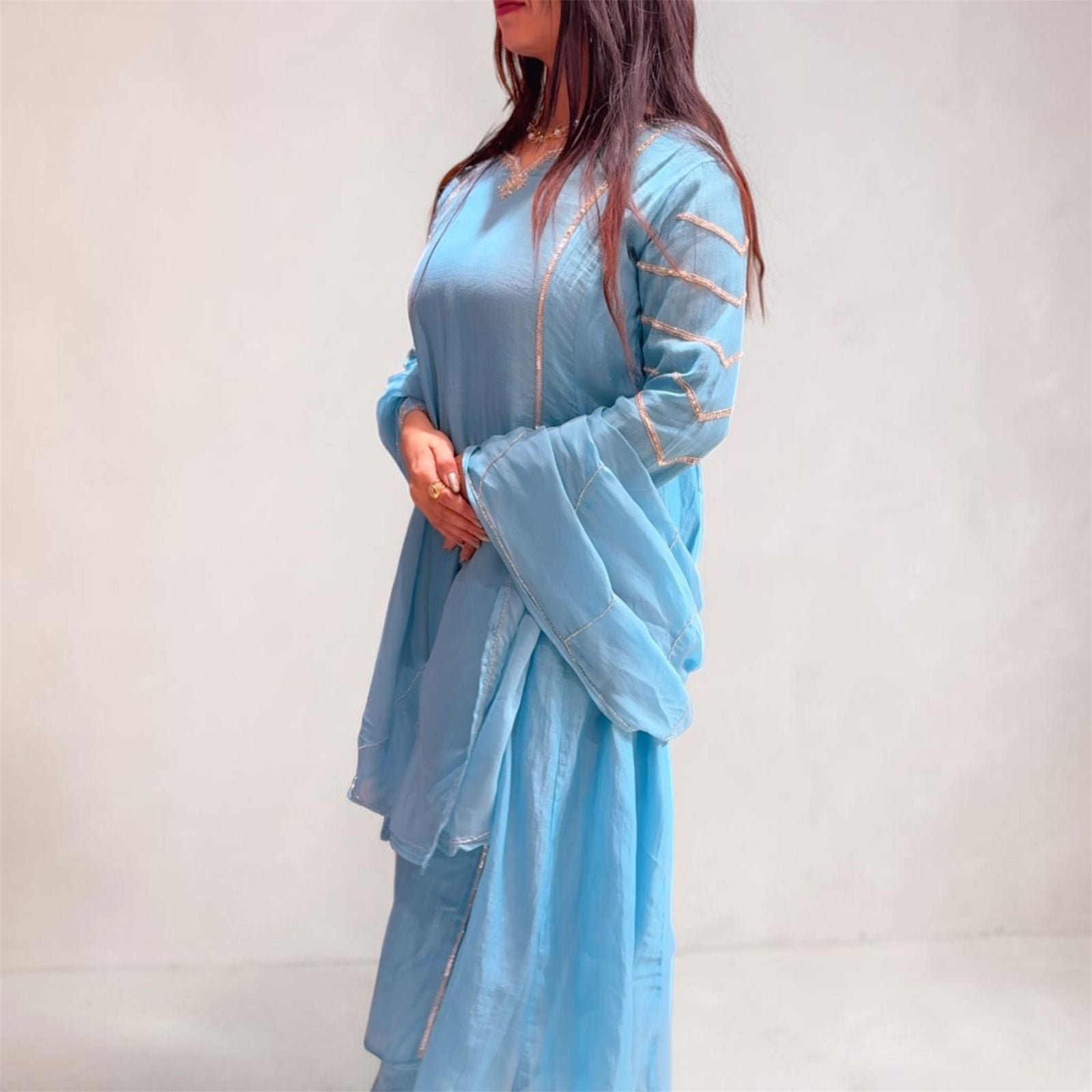 Powder Blue Kurta Set with Dupatta